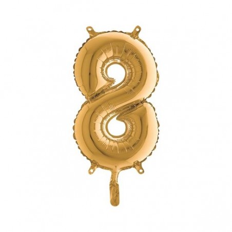 PALLONE NUMERO 8 MYLAR 36cm ORO