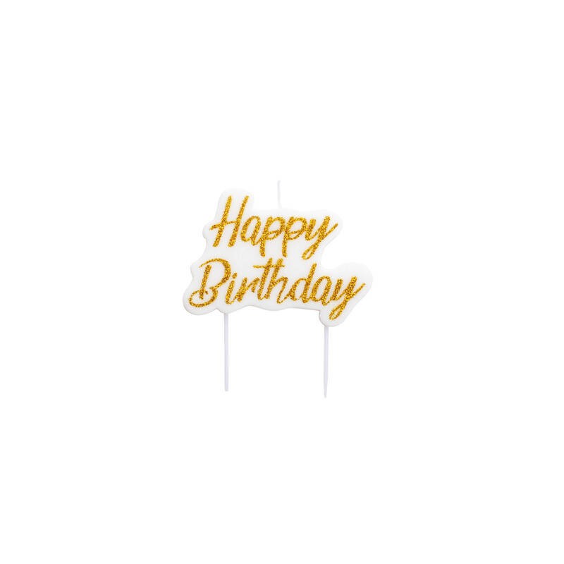 CANDELINA BIO HAPPY BIRTHDAY GLITTER ORO 8x6cm