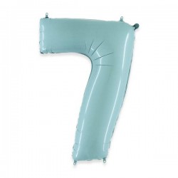 PALLONE NUMERO 7 MYLAR 102cm 40 CELESTE