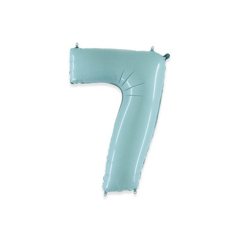 PALLONE NUMERO 7 MYLAR 102cm 40 CELESTE