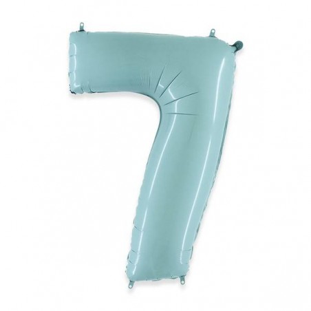 PALLONE NUMERO 7 MYLAR 102cm 40 CELESTE