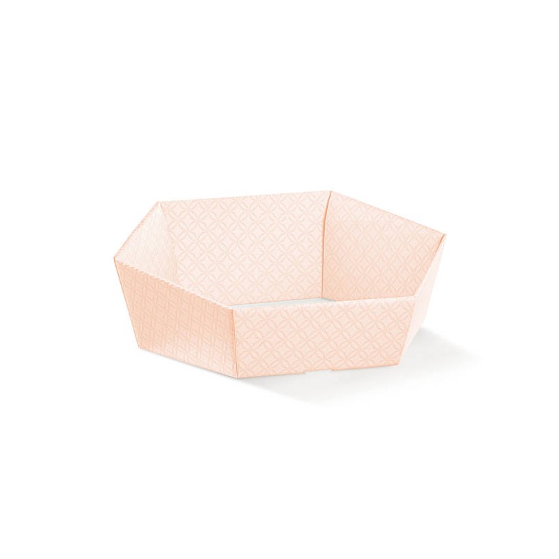 CESTA CARTONE ESAGONALE 20,5x17x7cm MATELASSè ROSA