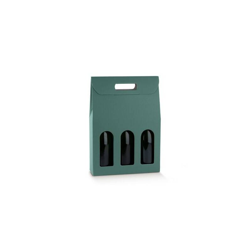 SCATOLA 3 BOTTIGLIE C/FINESTRA 27x9x38,5cm FIBRA VERDE