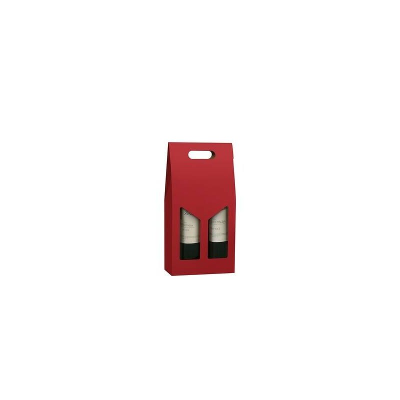 SCATOLA PORTA 2 BOTTIGLIE C/MAN. E FIN. 18x9x38cm ROSSO LISCIA