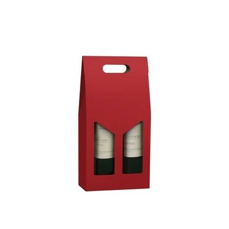 SCATOLA PORTA 2 BOTTIGLIE C/MAN. E FIN. 18x9x38cm ROSSO LISCIA