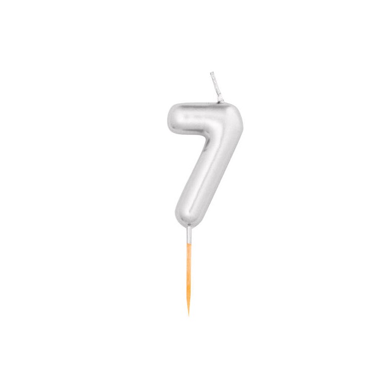 CANDELINA NUMERO 7 METAL ARGENTO 8cm