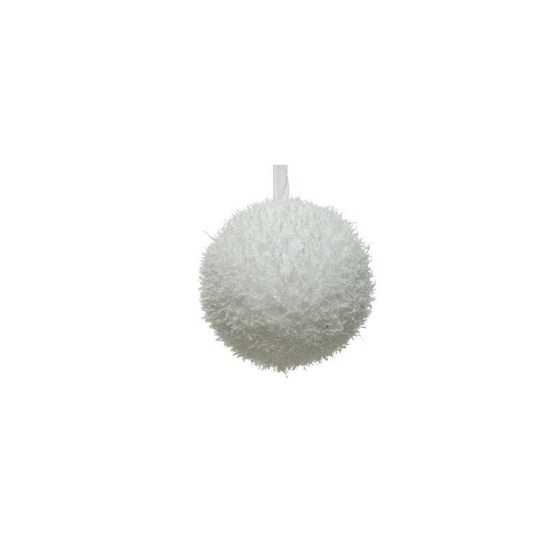 PALLINA BIANCA DI PELO LUCCICANTE ø8cm