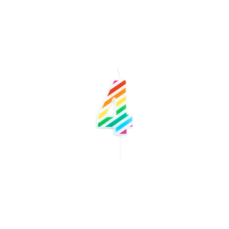 CANDELINA NUMERO 4  MULTICOLOR STRIPES 10,5cm