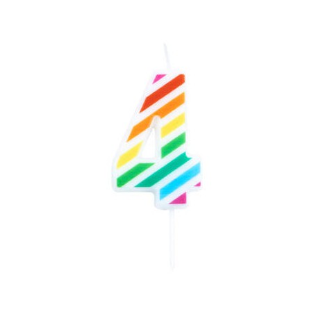 CANDELINA NUMERO 4  MULTICOLOR STRIPES 10,5cm