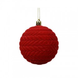 PALLINA IN VELLUTO ROSSO DIS. GEOMETRICO ø10cm