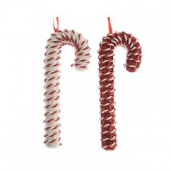 CANDY CANE IN FOAM C/GLITTER h20,5cm