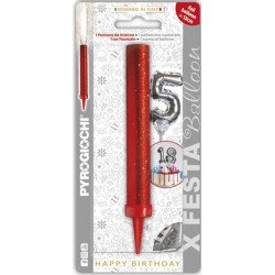 CANDELOTTO FESTA + PALLONCINO MYLAR N°5 H.13cm