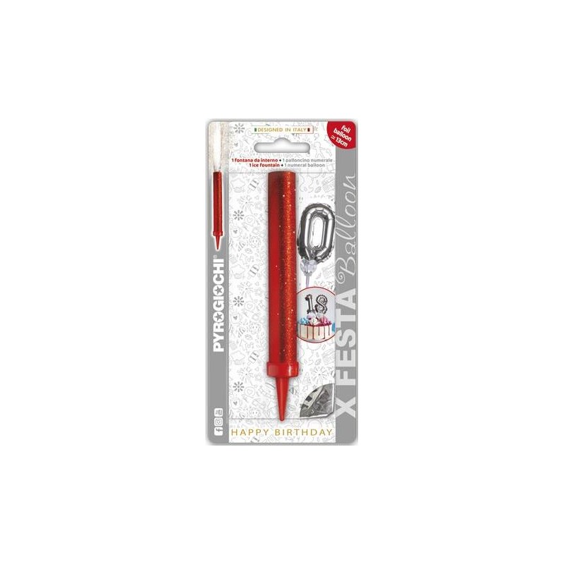 CANDELOTTO FESTA + PALLONCINO MYLAR N°0 H.13cm