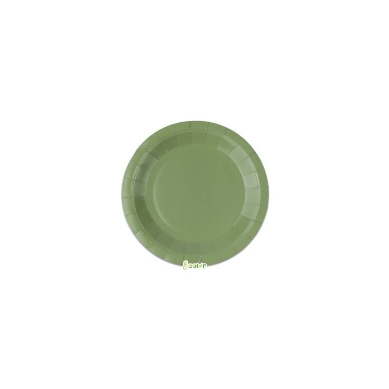 PIATTI PIANI ECOLOR BIODEGRADABILI 24cm VERDE OLIVA 25pz