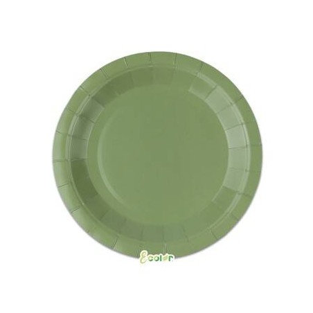 PIATTI PIANI ECOLOR BIODEGRADABILI 24cm VERDE OLIVA 25pz
