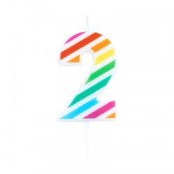 CANDELINA NUMERO 2  MULTICOLOR STRIPES 10,5cm