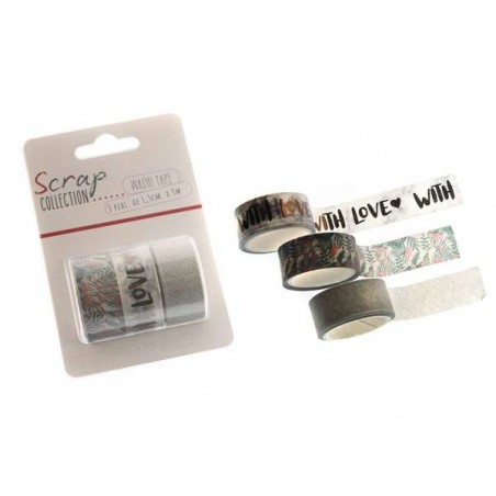 WASHI TAPE WITH LOVE cm1,5x3mt 3pz
