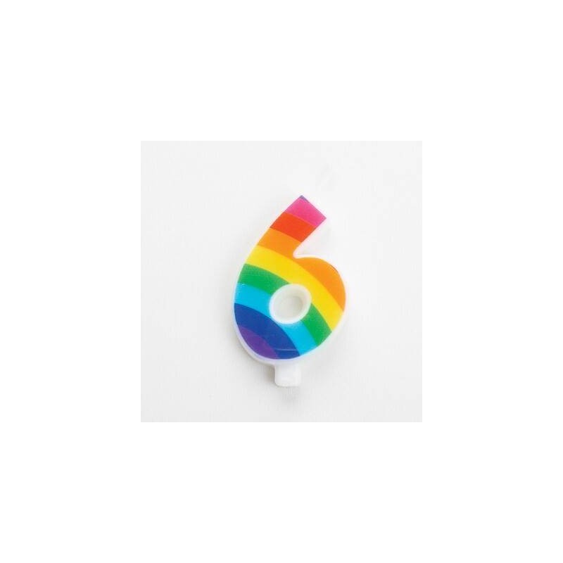 CANDELINA NUMERO 6 SCINTILLANTI RAINBOW 9,5cm