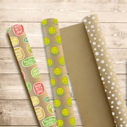CARTA REGALO ROTOLO KRAFT GREEN 0,7x2mt ASS.TO