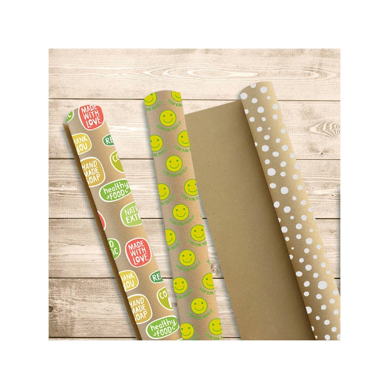 CARTA REGALO ROTOLO KRAFT GREEN 0,7x2mt ASS.TO