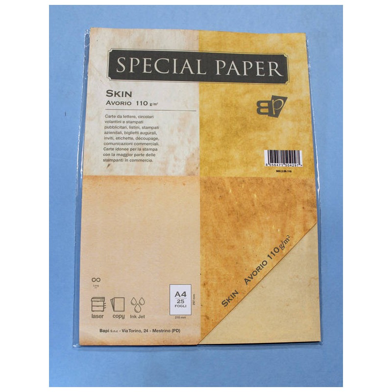 CARTA A4 21x29,7 SKIN AVORIO gr.110 25fg