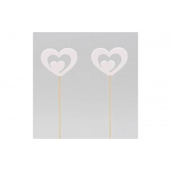 PICKS CUORE LEGNO BIANCO H.25cm 12pz