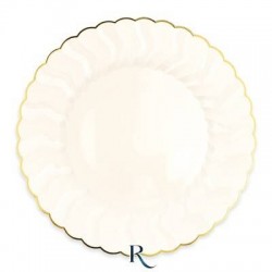 PIATTI RIUTILIZZABILI 26cm SHELL IVORY GOLD 6pz