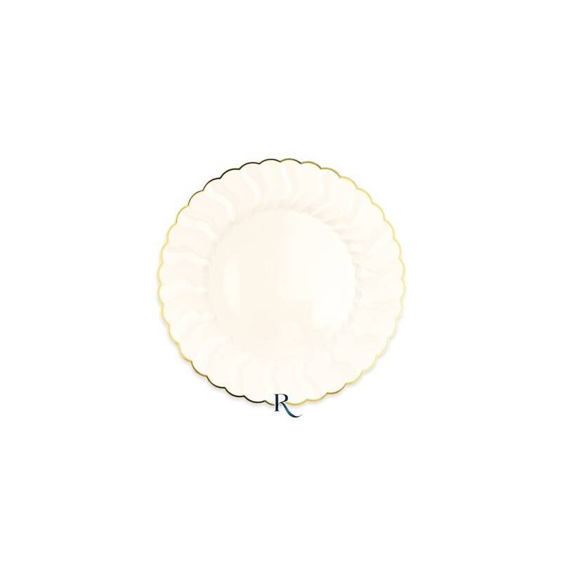 PIATTI RIUTILIZZABILI 26cm SHELL IVORY GOLD 6pz