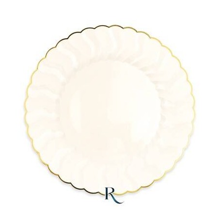 PIATTI RIUTILIZZABILI 26cm SHELL IVORY GOLD 6pz