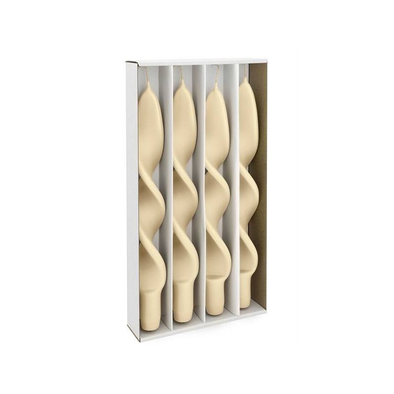 CANDELA STELO TORCIGLIONE AVORIO H.27cm ø2,2cm 4pz