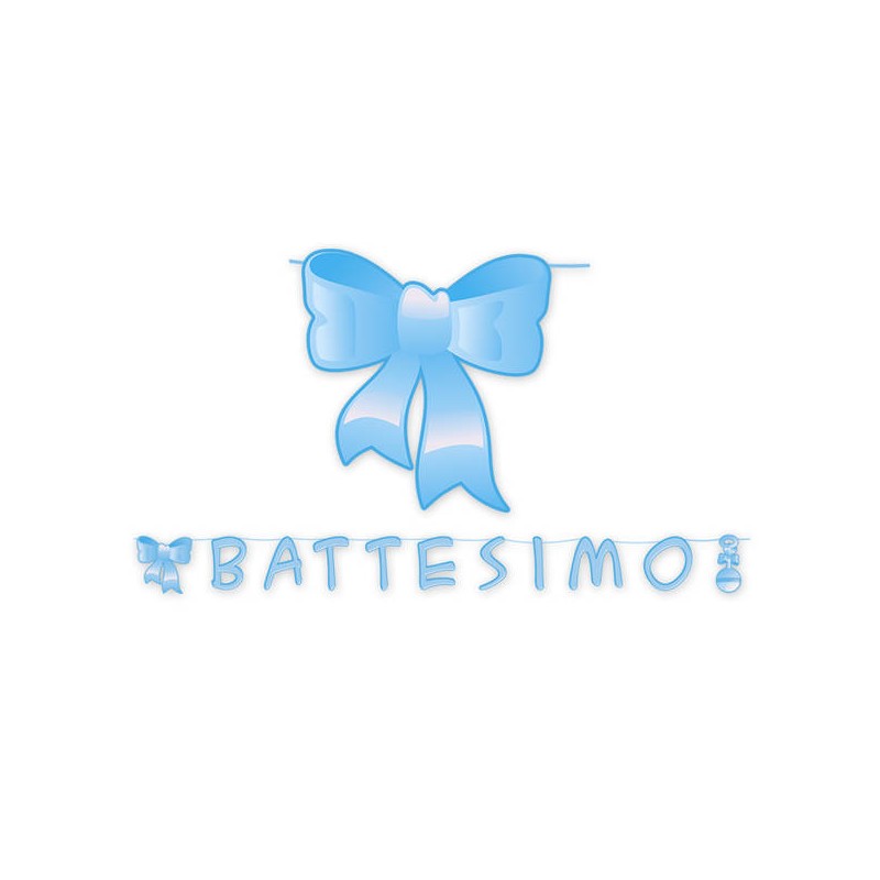 FESTONE MAXI IL MIO BATTESIMO CELESTE 6mt