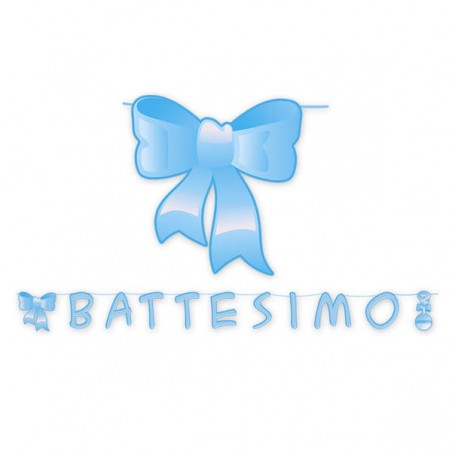 FESTONE MAXI IL MIO BATTESIMO CELESTE 6mt