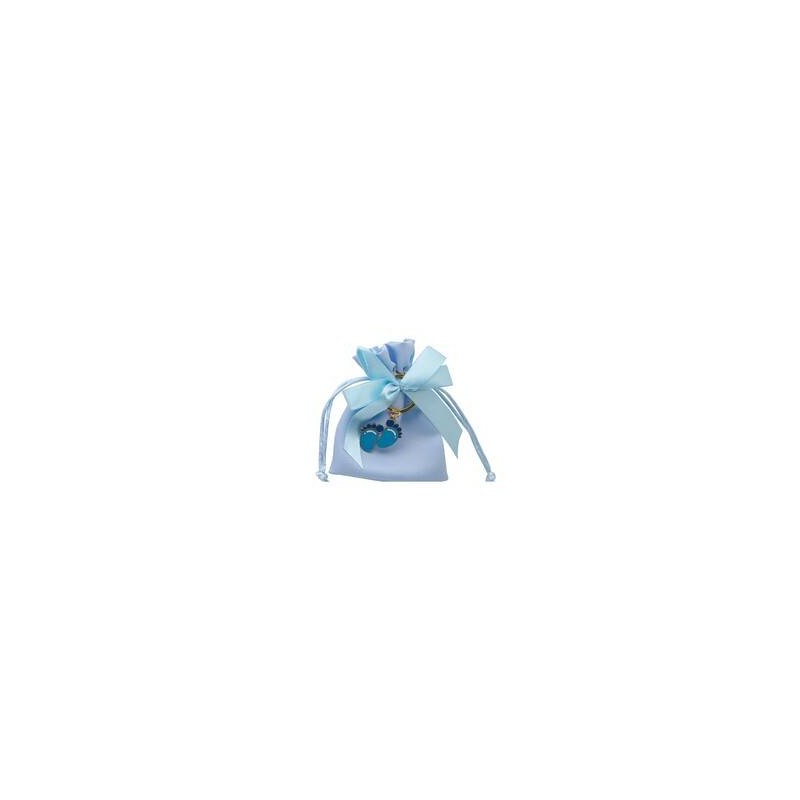 SACCHETTO AZZURRO BOY 9x12cm PORTACHIAVI PIEDE 12pz