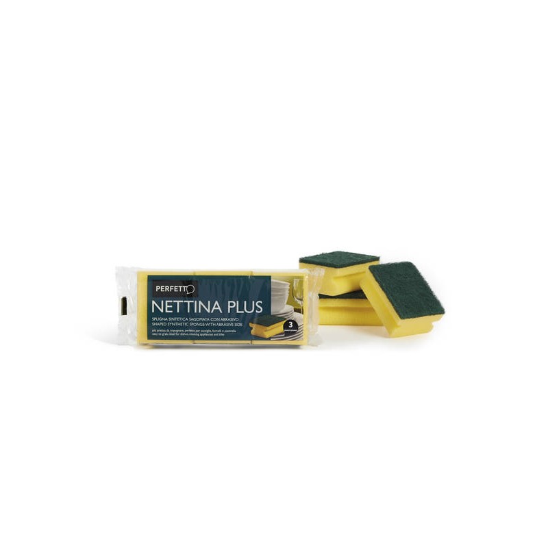 SPUGNA ABRASIVA NETTINA PLUS SAGOMATA 3pz