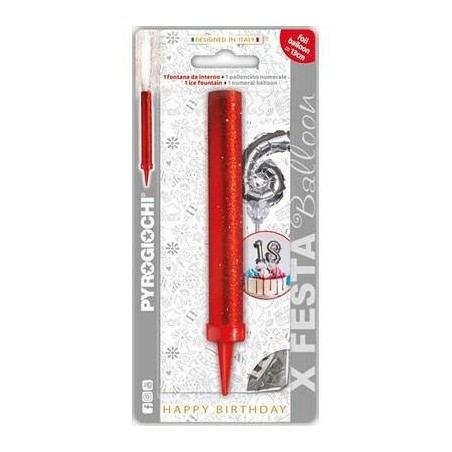CANDELOTTO FESTA + PALLONCINO MYLAR N°6 H.13cm