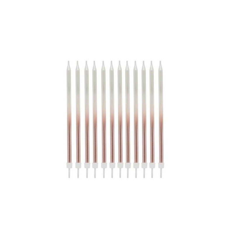 CANDELINE C/SUPPORTO SFUMATE ROSE GOLD 12pz