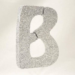 LETTERA POLISTIROLO GLITTER ARGENTO mm120x90 B