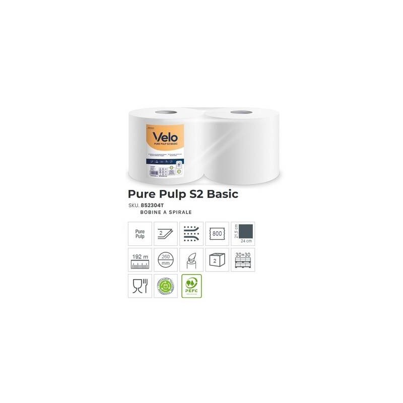 BOBINE PURE PULP S2 BASIC 800strappi 192mt 2 ROTOLI VELO