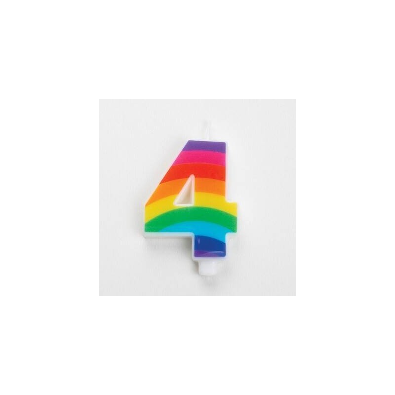 CANDELINA NUMERO 4 SCINTILLANTI RAINBOW 9,5cm