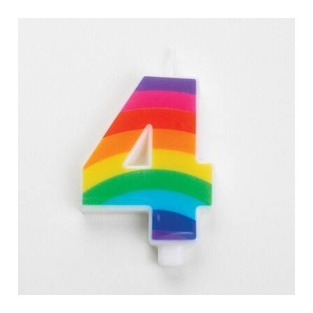 CANDELINA NUMERO 4 SCINTILLANTI RAINBOW 9,5cm