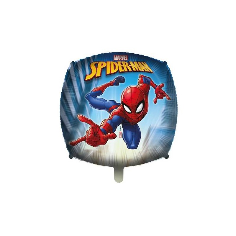 PALLONE MYLAR SPIDERMAN QUADRATO 18 43cm C/FILO E PESETTO
