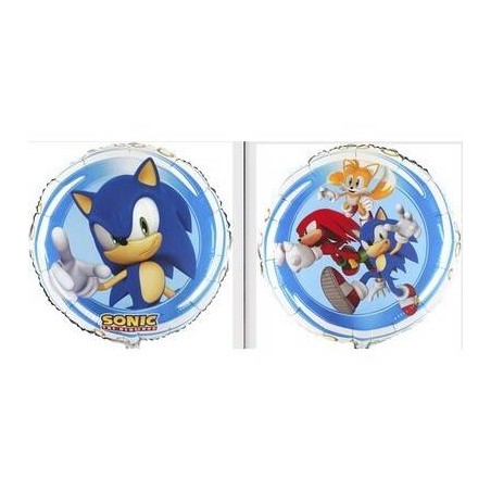 PALLONE MYLAR SONIC THE HEDGEHOG TONDO 18 43cm C/FILO E PESETTO