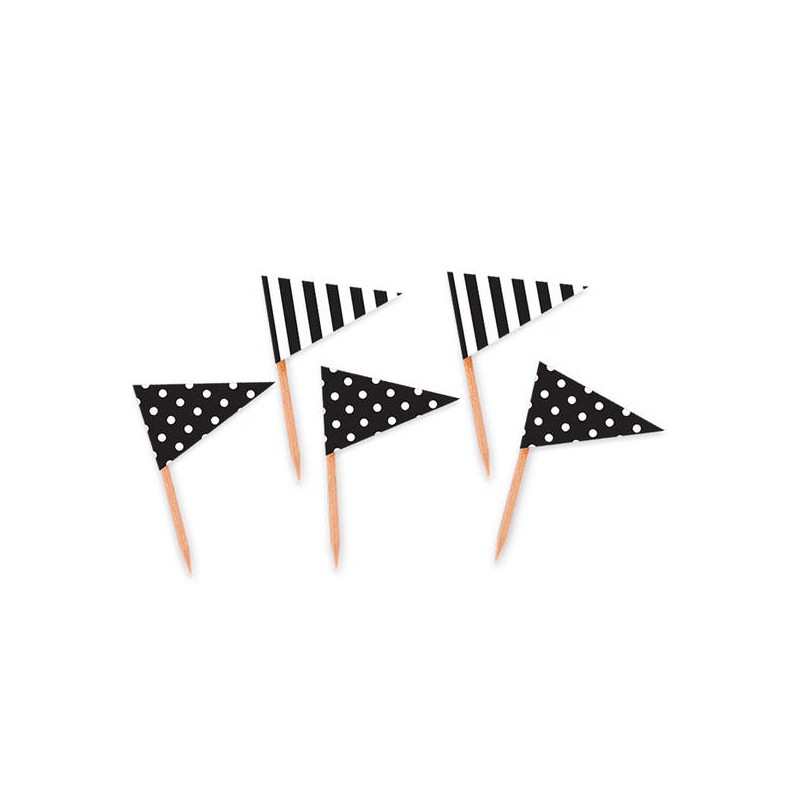 BANDIERINE STUZZICADENTI TRIANGOLARI TRENDY NERO 25pz