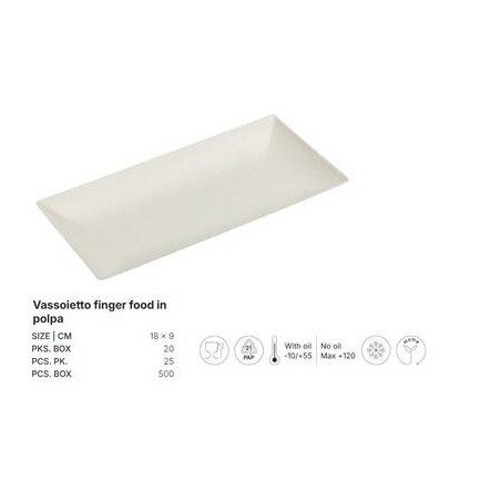 VASSOIO RETTANGOLARE 18x9cm IN POLPA 25pz