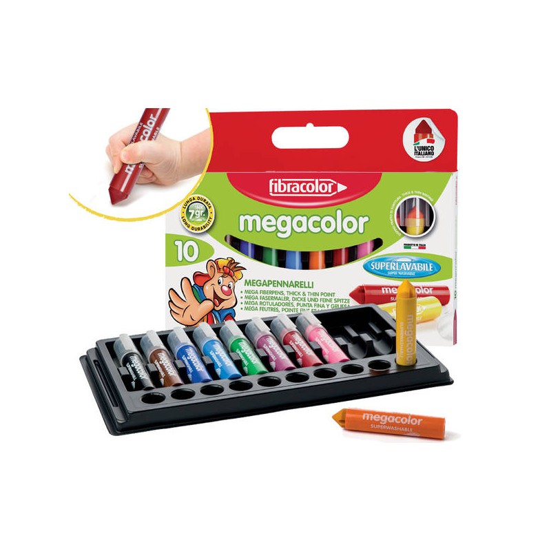 PENNARELLO MEGACOLOR P.MAXI 10pz FIBRACOLOR