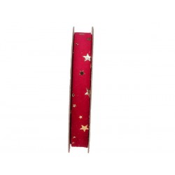 NASTRO VELLUTO STELLE ORO mm15x15mt ROSSO