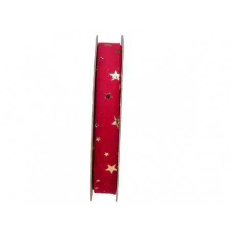 NASTRO VELLUTO STELLE ORO mm15x15mt ROSSO