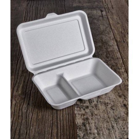 CONTENITORE 2 SCOMPARTI 1000ml 15,5x23,5xh7cm 25pz USOBIO (33x24x2/4cm)