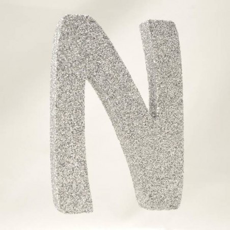 LETTERA POLISTIROLO GLITTER ARGENTO mm120x90 N