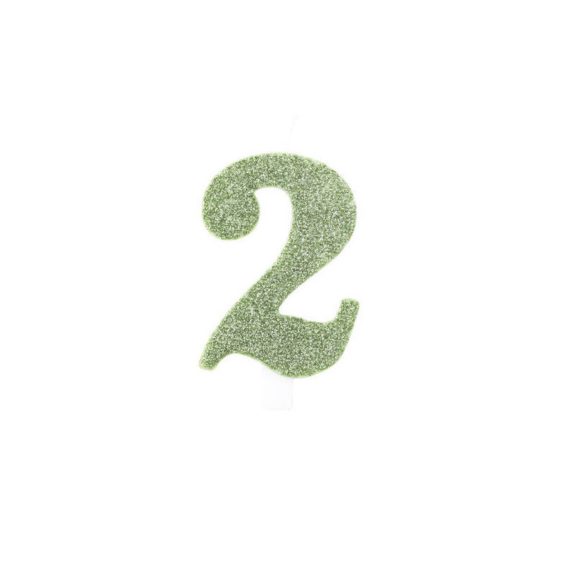 CANDELINA NUMERO 2 GLITTER SALVIA 9,5cm